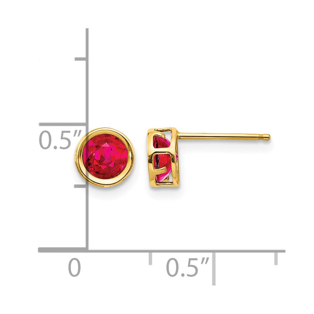 14k 5mm Bezel Ruby Stud Earrings