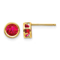 14k 5mm Bezel Ruby Stud Earrings