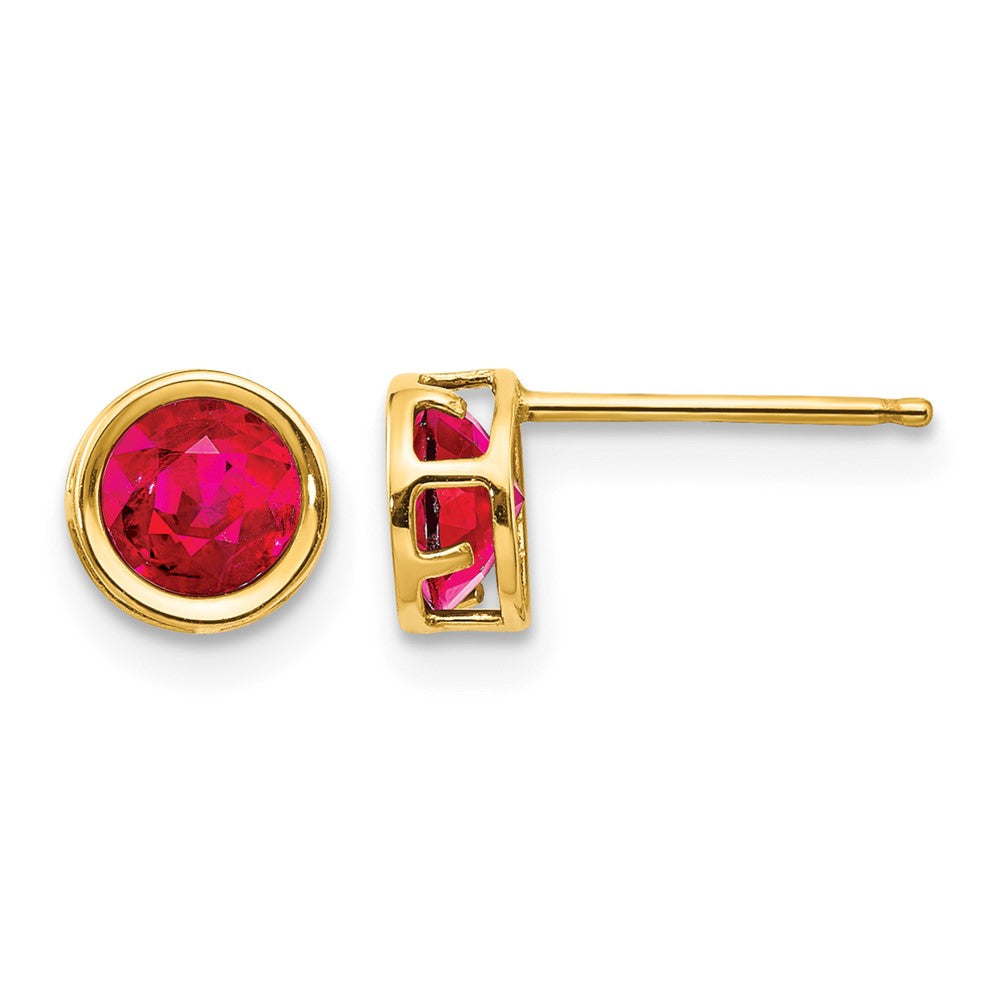 14k 5mm Bezel Ruby Stud Earrings