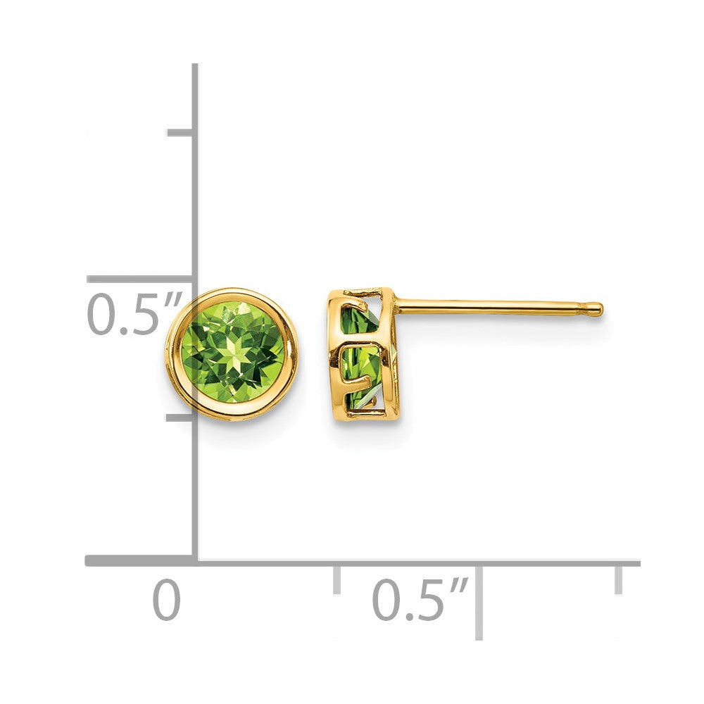 14k 5mm Bezel Peridot Stud Earrings
