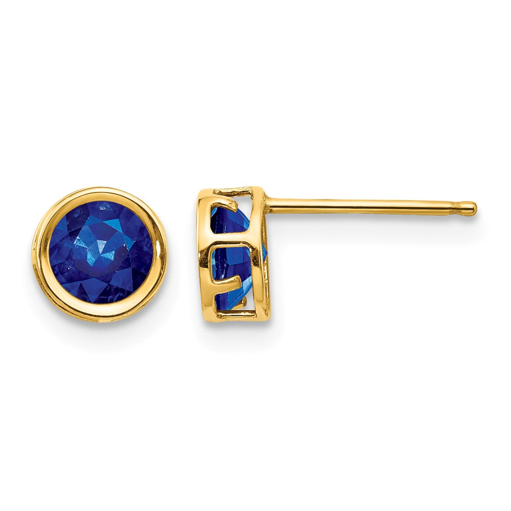 14k 5mm Bezel Sapphire Stud Earrings