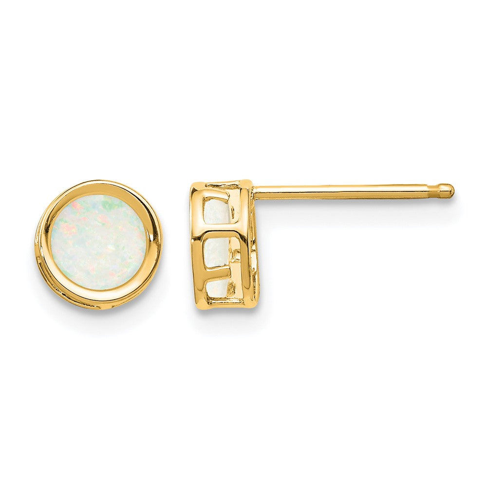 14k 5mm Bezel Opal Stud Earrings