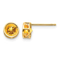14k 5mm Bezel Citrine Stud Earrings