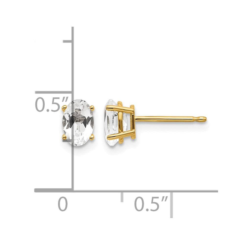 14k 6x4 Oval April/White Topaz Post Earrings