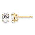 14k 6x4 Oval April/White Topaz Post Earrings