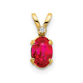 14k Diamond & Ruby Birthstone Pendant