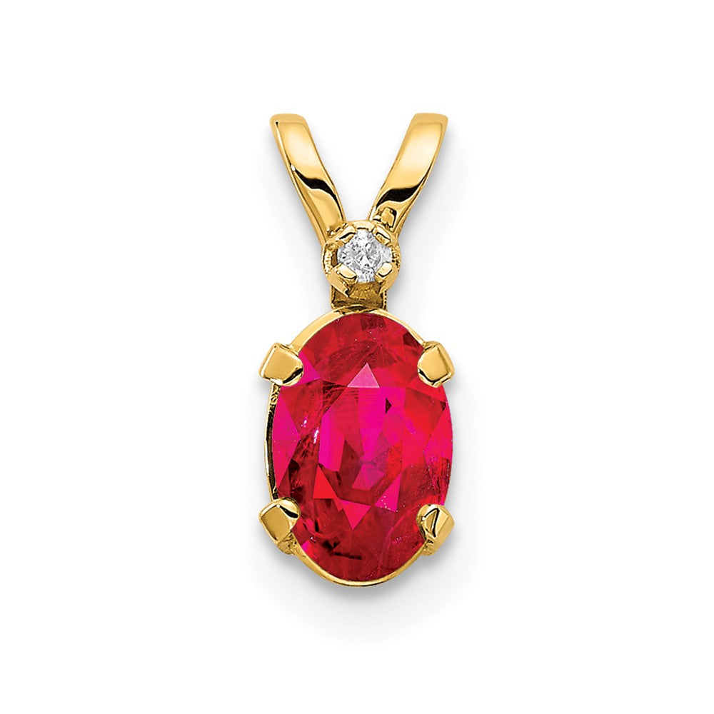 14k Diamond & Ruby Birthstone Pendant