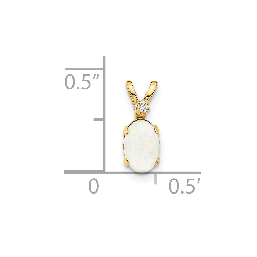 14k Diamond & Opal Birthstone Pendant