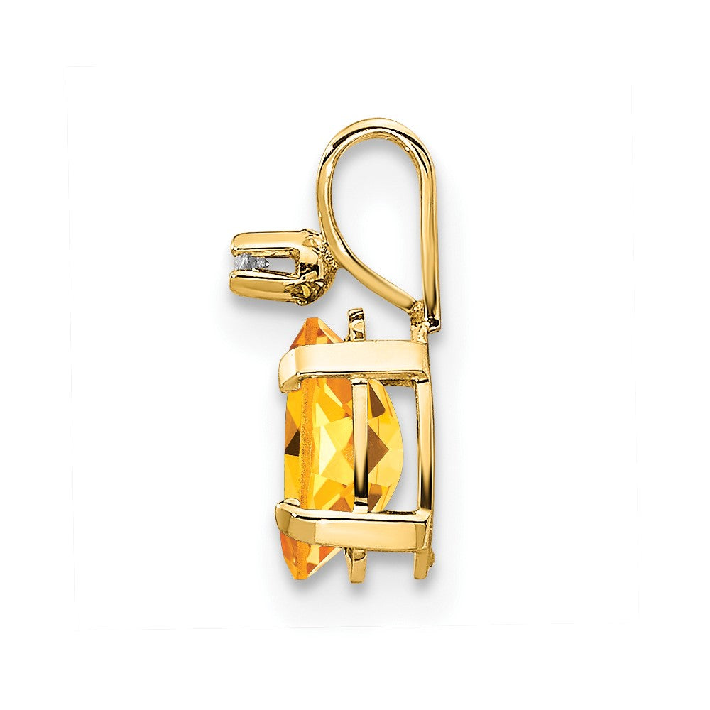 14k Diamond & Citrine Birthstone Pendant