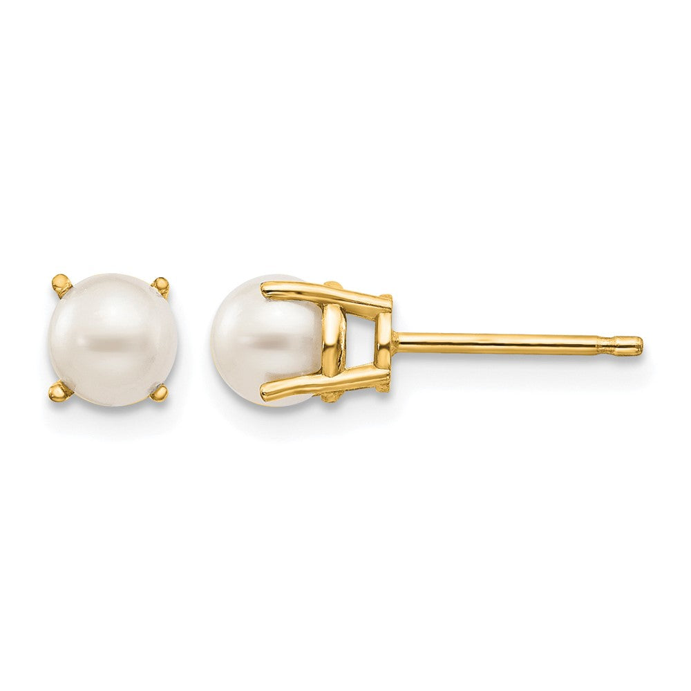 14k 4.5mm Round June/FW Cultured Pearl Post Earrings