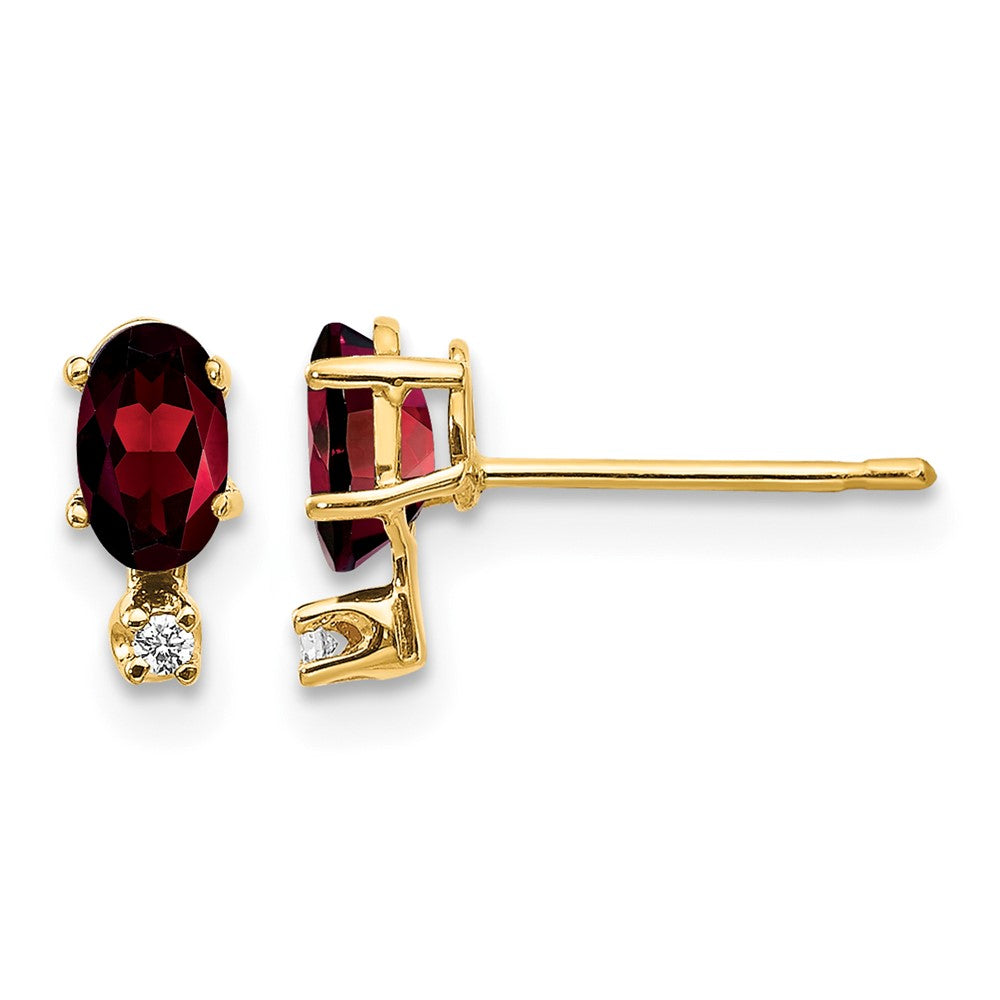 14k Diamond & Garnet Birthstone Earrings