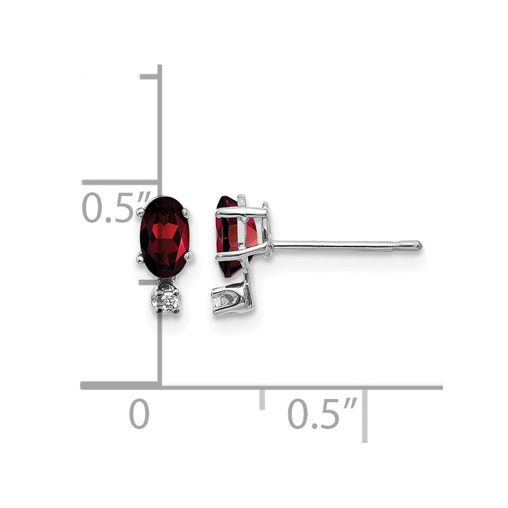 14K White Gold Diamond and Garnet Birthstone Earrings