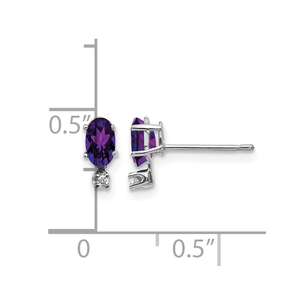 14K White Gold Diamond and Amethyst Birthstone Earrings