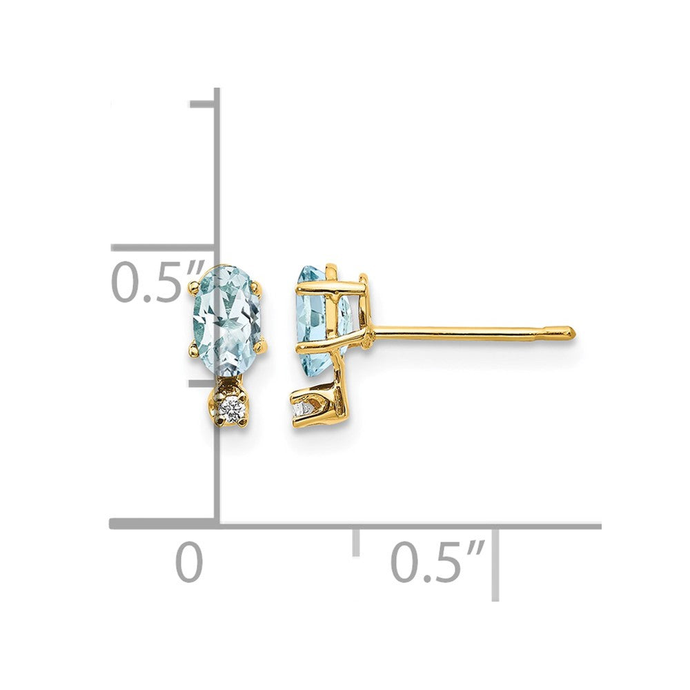 14k Diamond & Aquamarine Birthstone Earrings