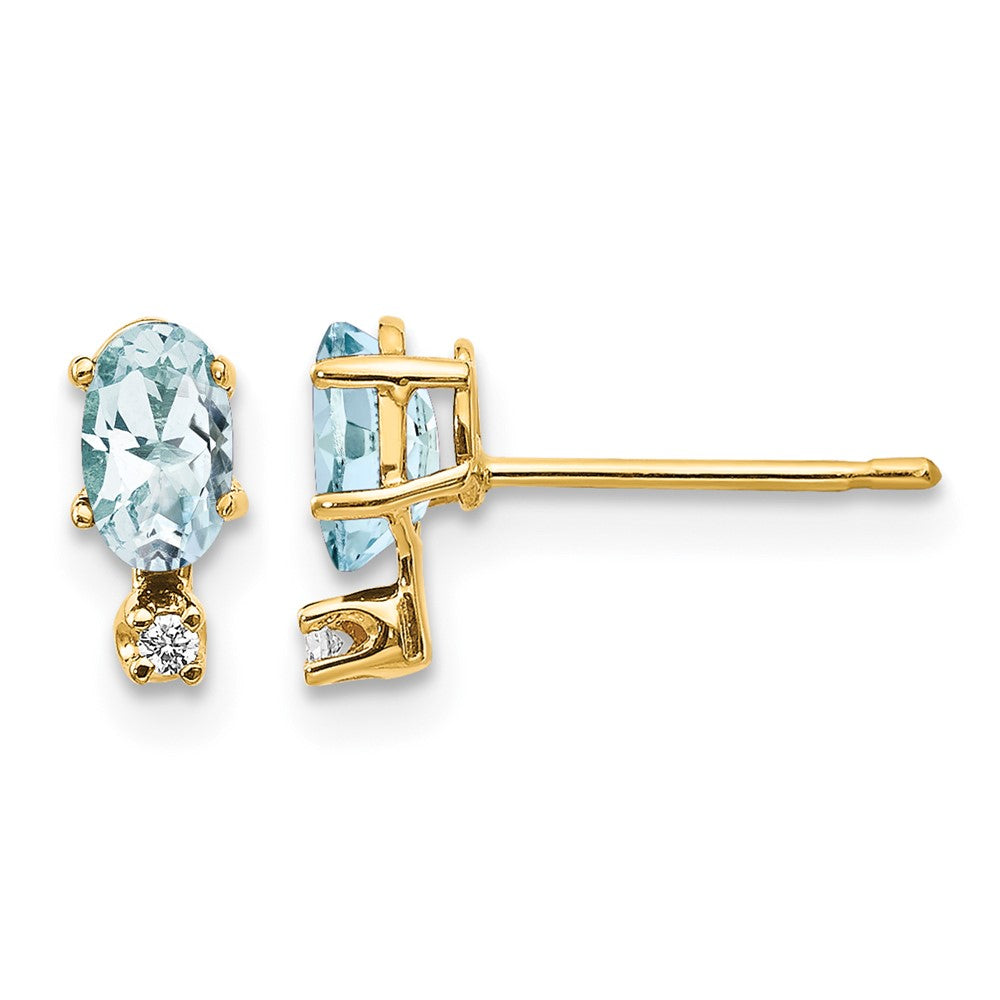 14k Diamond & Aquamarine Birthstone Earrings