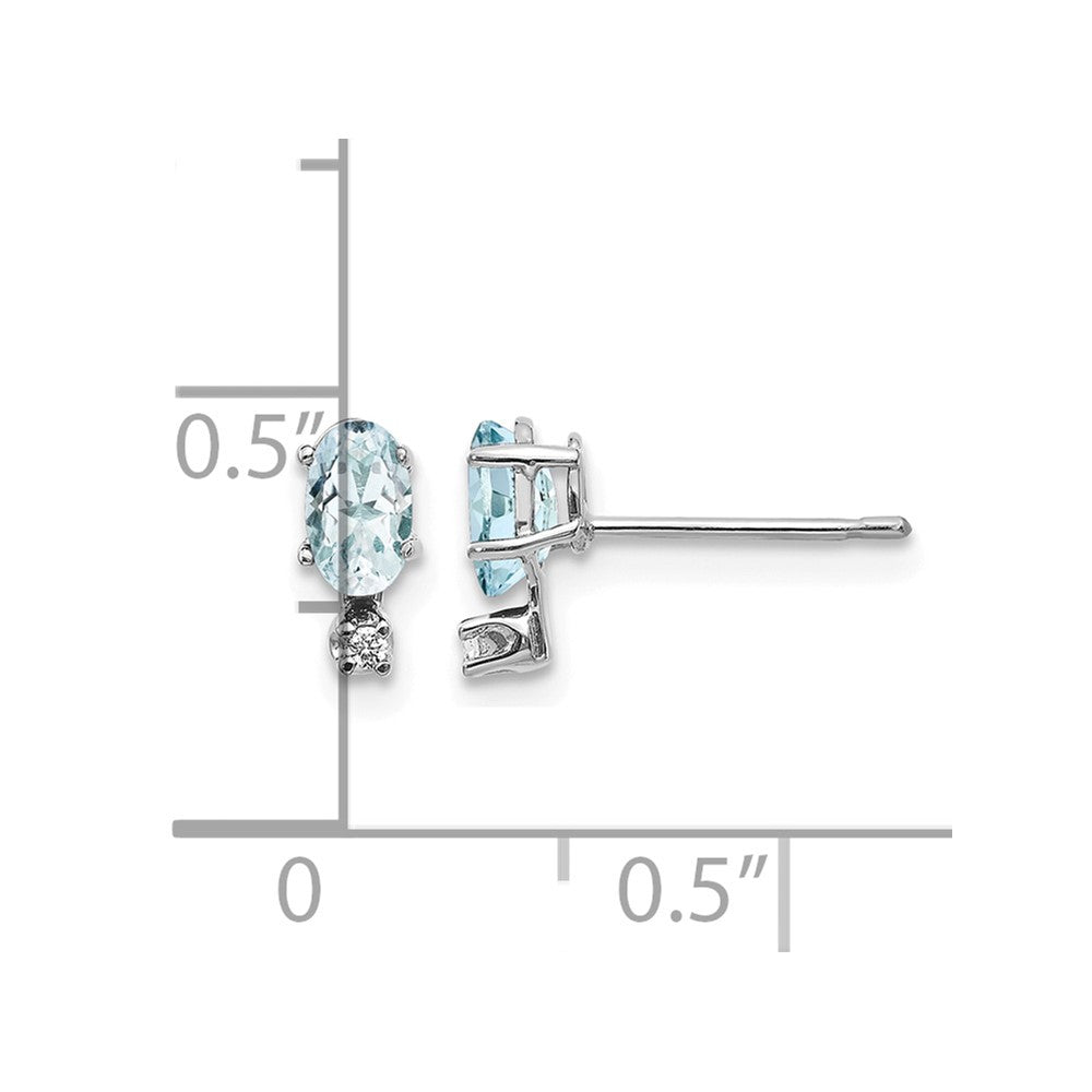 14K White Gold Diamond and Aquamarine Birthstone Earrings