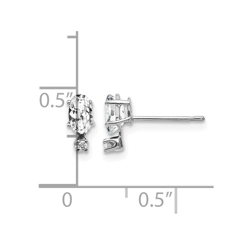 14K White Gold Diamond and White Topaz Birthstone Earrings