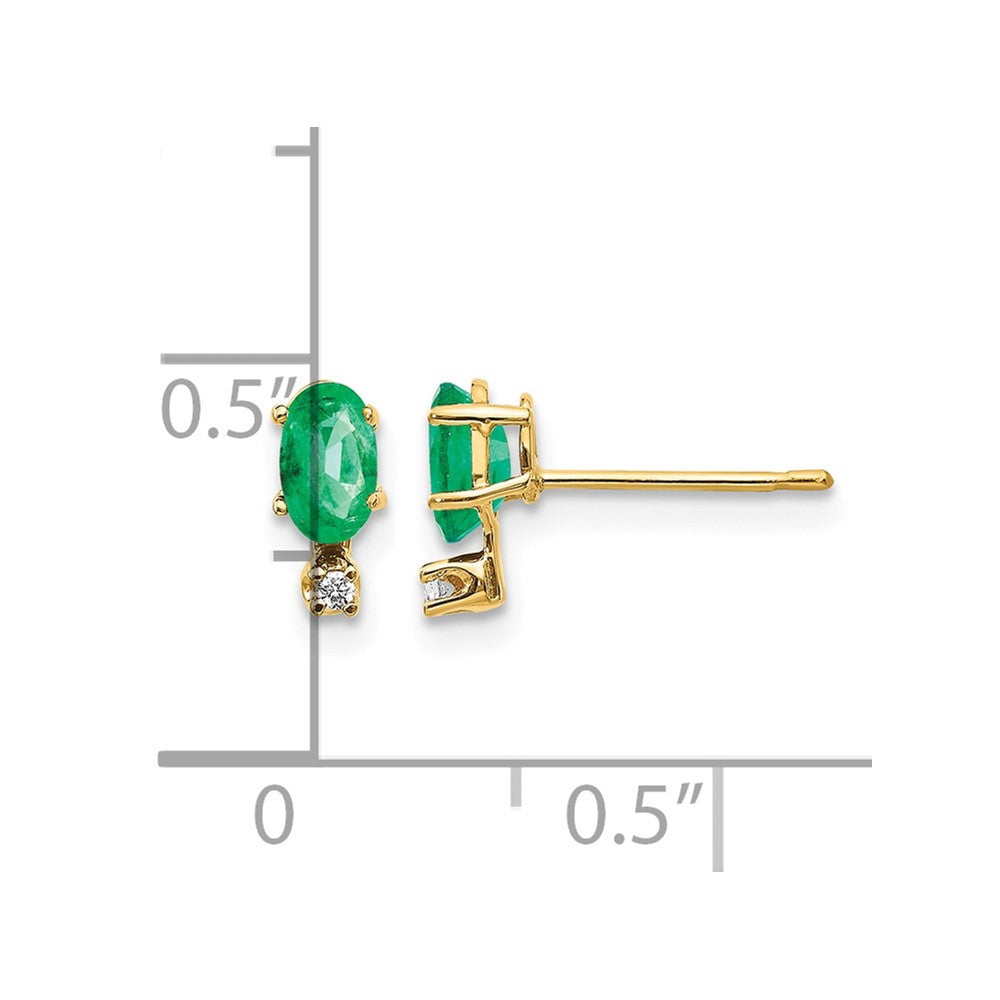 14k Diamond & Emerald Birthstone Earrings