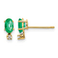 14k Diamond & Emerald Birthstone Earrings
