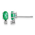 14K White Gold Diamond and Emerald Birthstone Earrings
