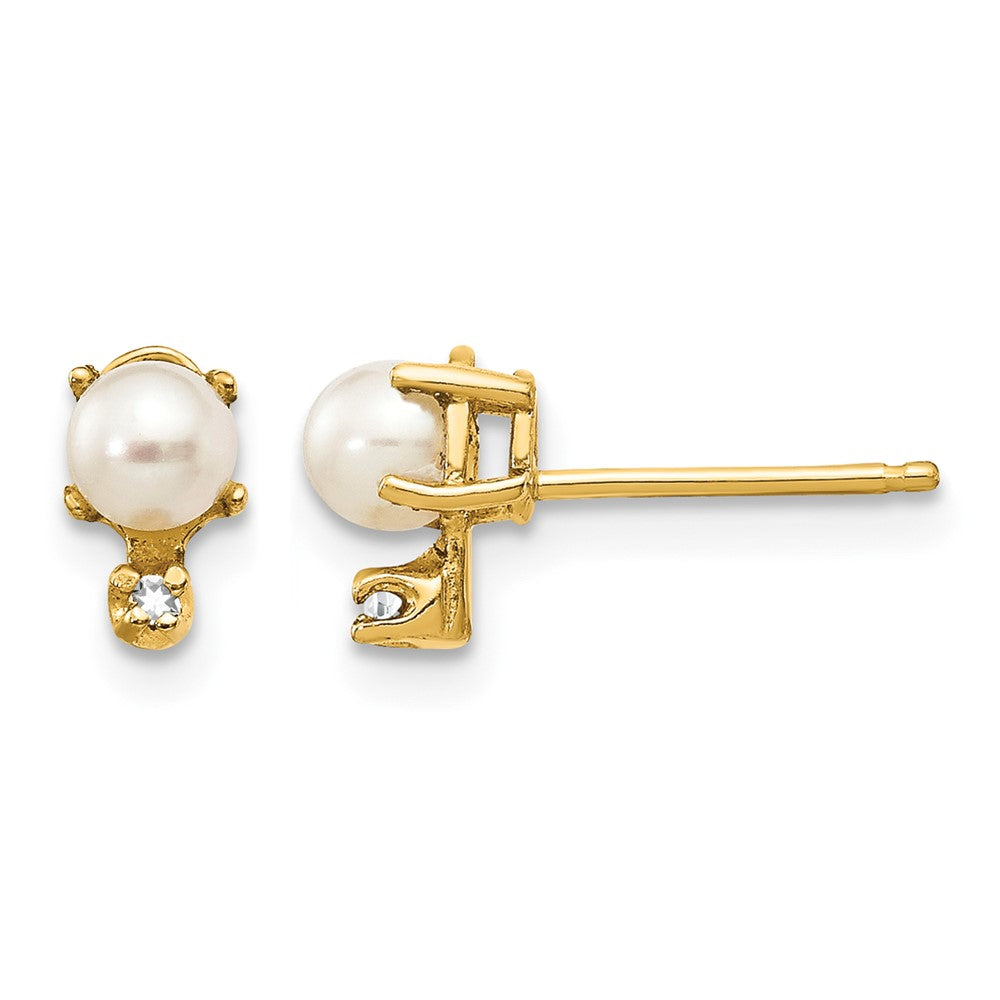 14k Diamond & FW Cultured Pearl Birthstone Earrings