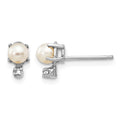14K White Gold Diamond and FW Cultured Pearl Birthstone Earrings