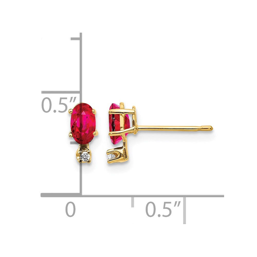 14k Diamond & Ruby Birthstone Earrings