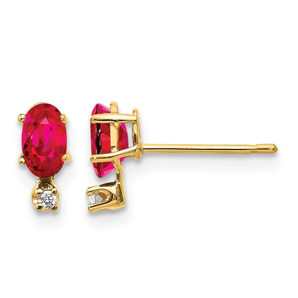14k Diamond & Ruby Birthstone Earrings