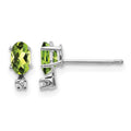14K White Gold Diamond and Peridot Birthstone Earrings