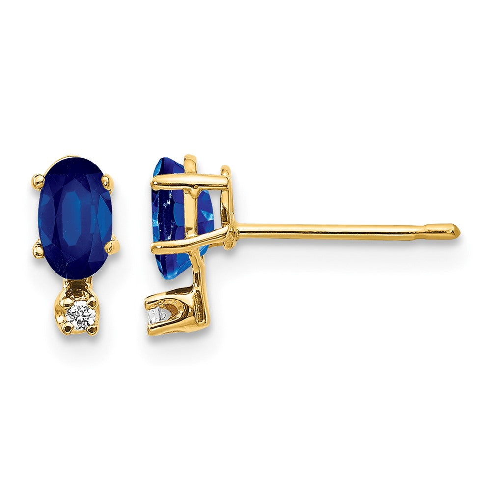 14k Diamond & Sapphire Birthstone Earrings