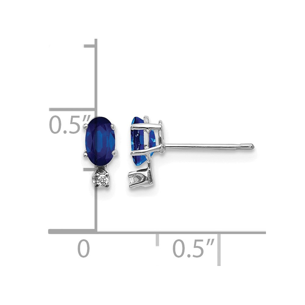 14K White Gold Diamond and Sapphire Birthstone Earrings
