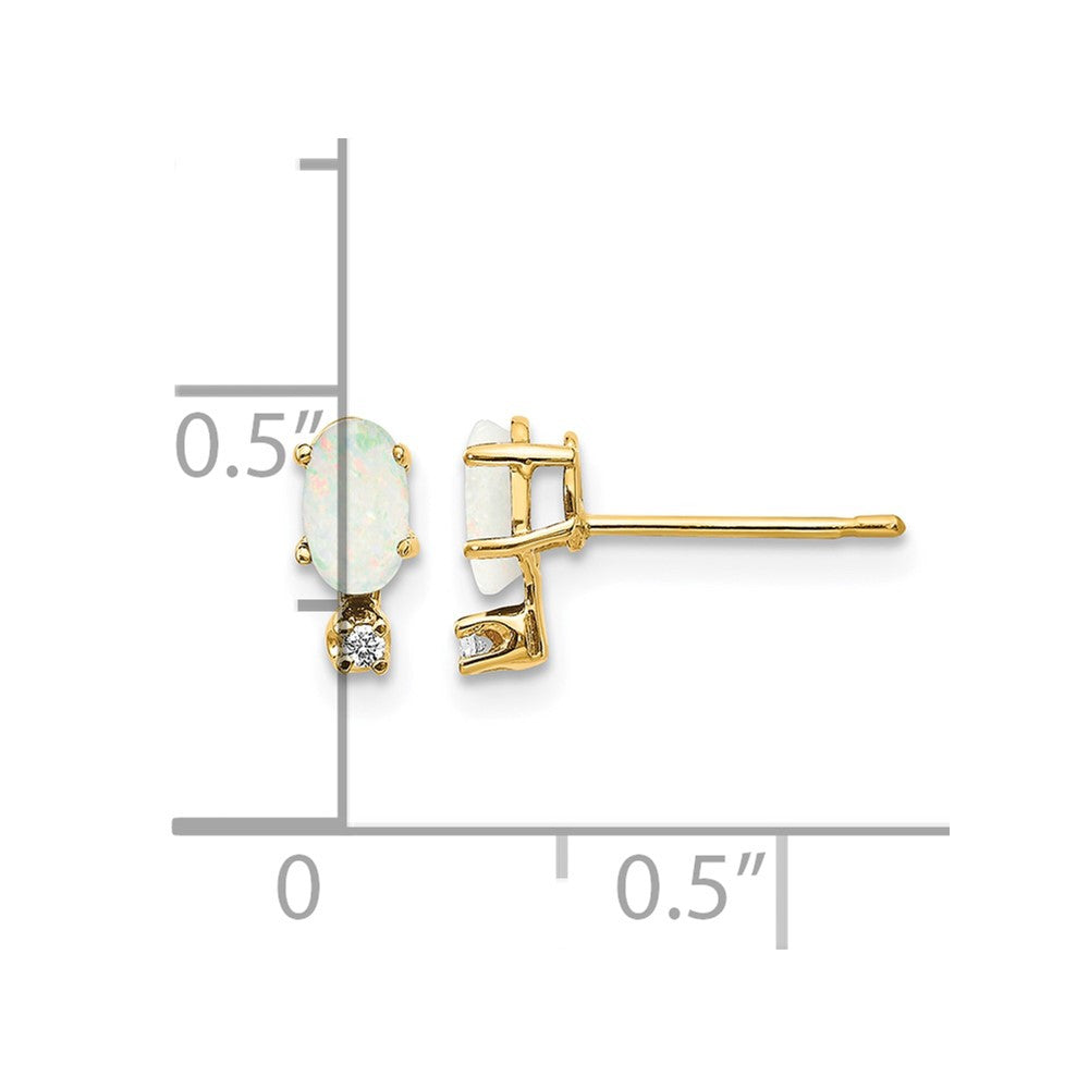 14k Diamond & Opal Birthstone Earrings