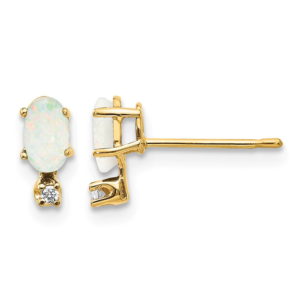 14k Diamond & Opal Birthstone Earrings