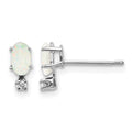 14K White Gold Diamond and Opal Birthstone Earrings