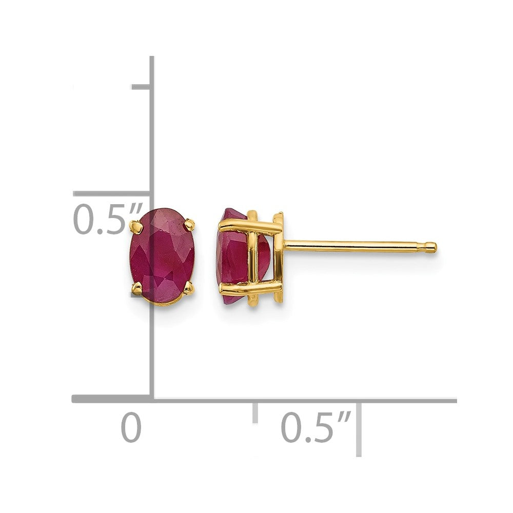 14k 6x4 Oval July/Ruby Post Earrings