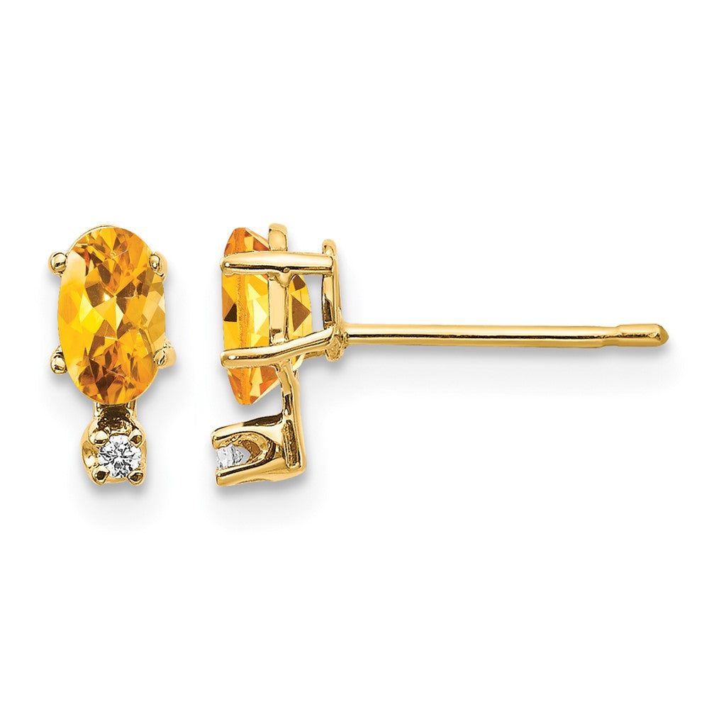 14k Diamond & Citrine Birthstone Earrings