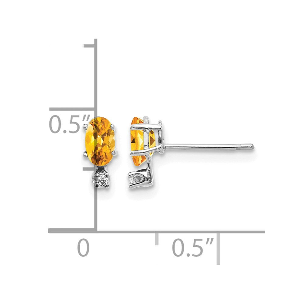14K White Gold Diamond and Citrine Birthstone Earrings