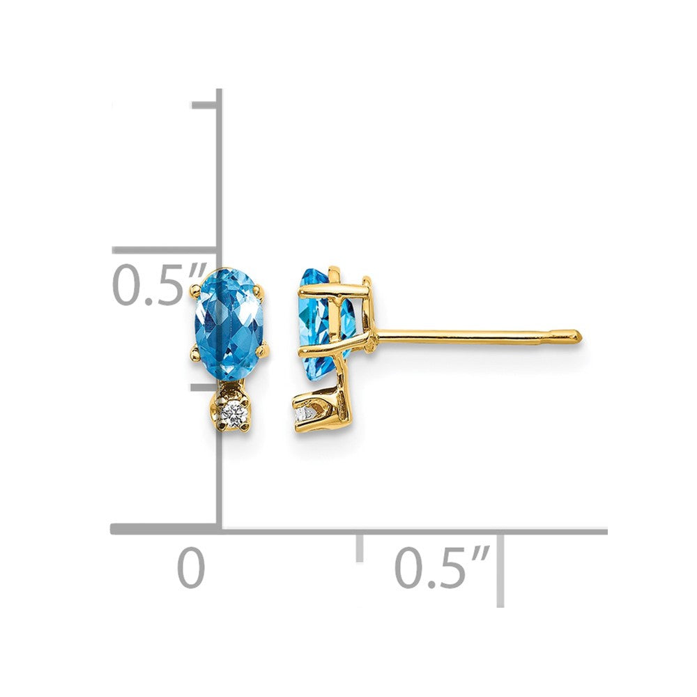 14k Diamond & Blue Topaz Birthstone Earrings