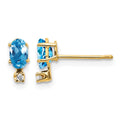 14k Diamond & Blue Topaz Birthstone Earrings