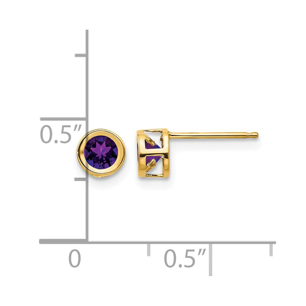 14k 4mm Bezel February/Amethyst Post Earrings