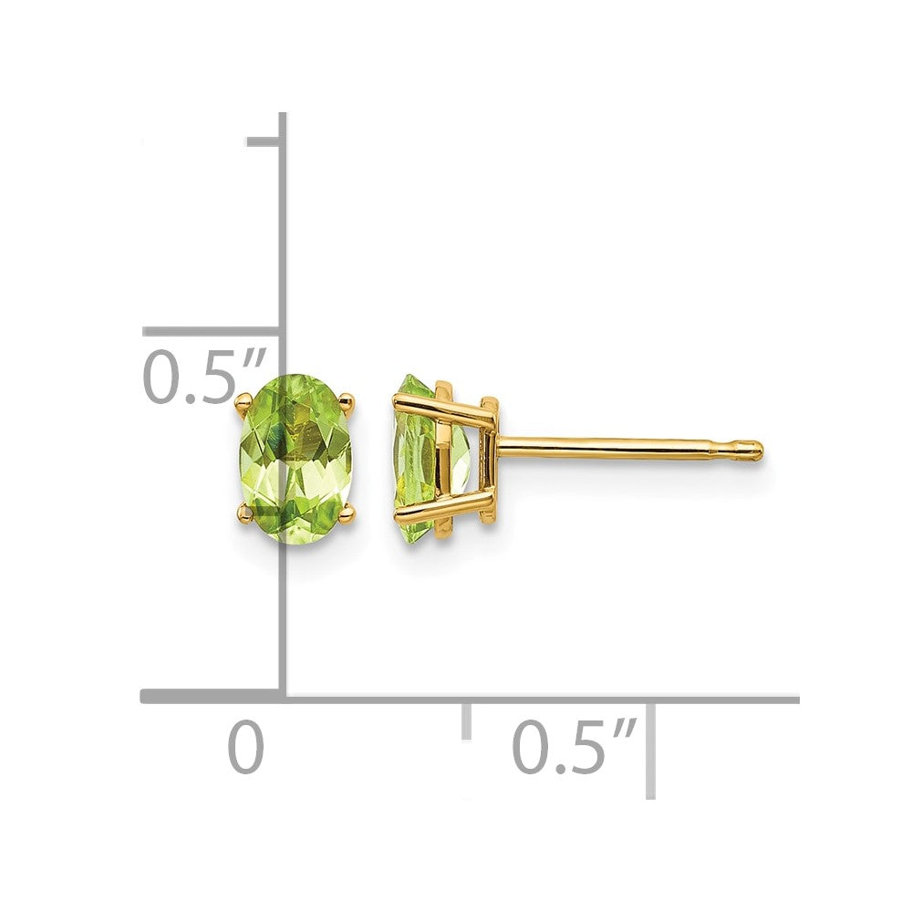 14k 6x4 Oval August/Peridot Post Earrings