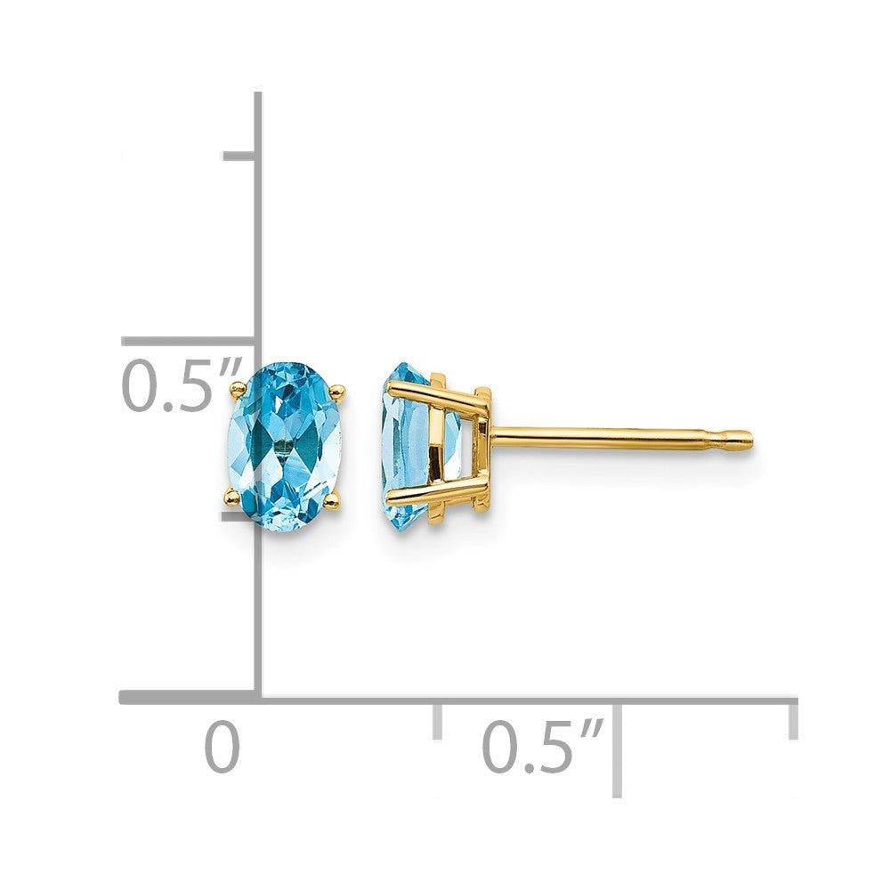 14k 6x4 Oval December/Blue Topaz Post Earrings