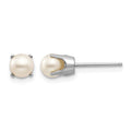 14k White Gold 5mm FW Cultured Pearl Stud Earrings