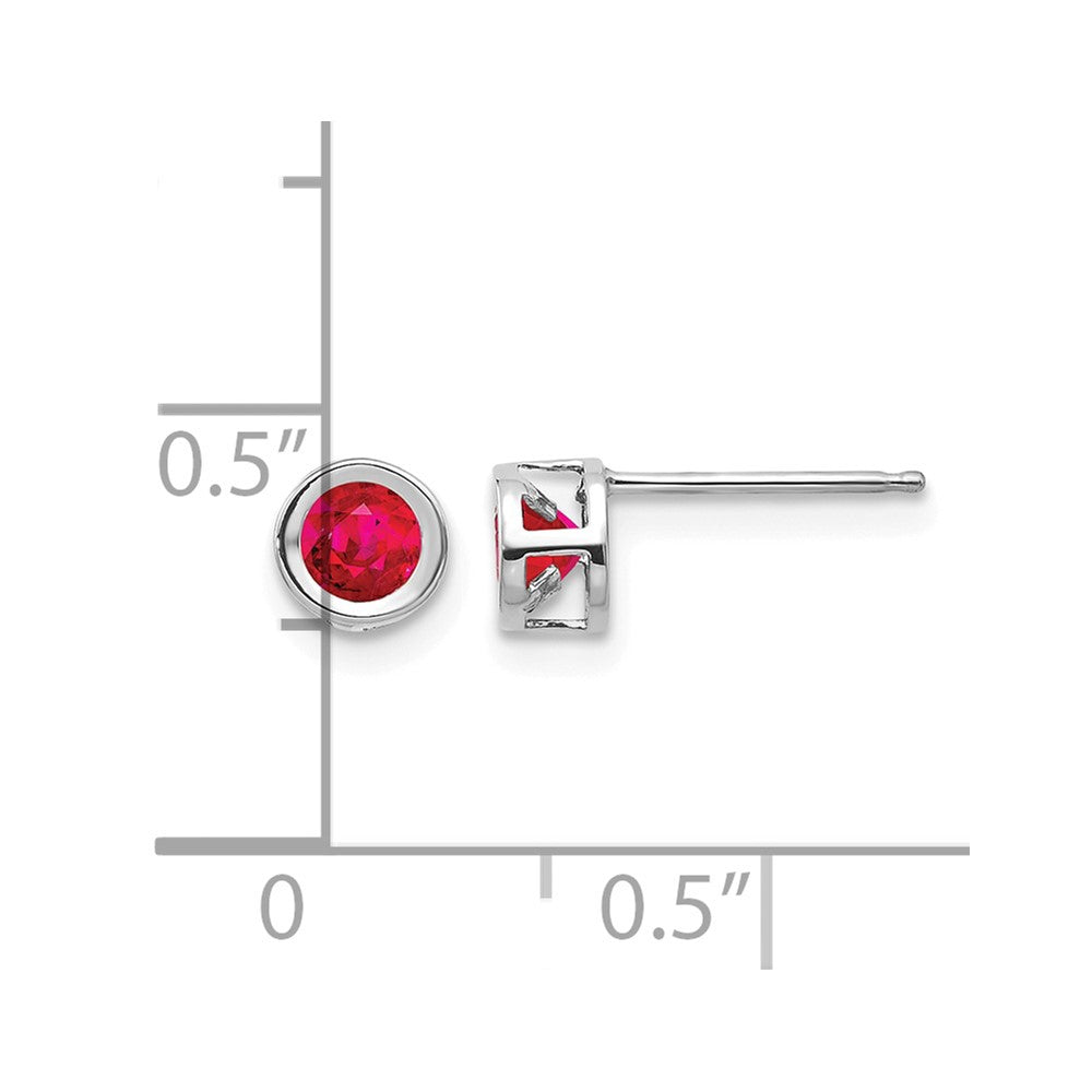 14k White Gold 4mm July Ruby Earrings