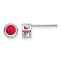 14k White Gold 4mm July Ruby Earrings