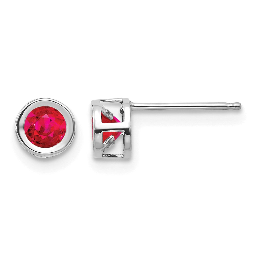 14k White Gold 4mm July Ruby Earrings