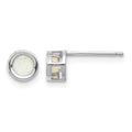 14k White Gold 4mm Bezel October/Opal Post Earrings