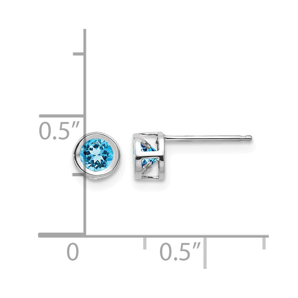 14k White Gold 4mm Blue topaz December Earrings