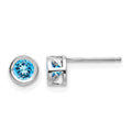 14k White Gold 4mm Blue topaz December Earrings