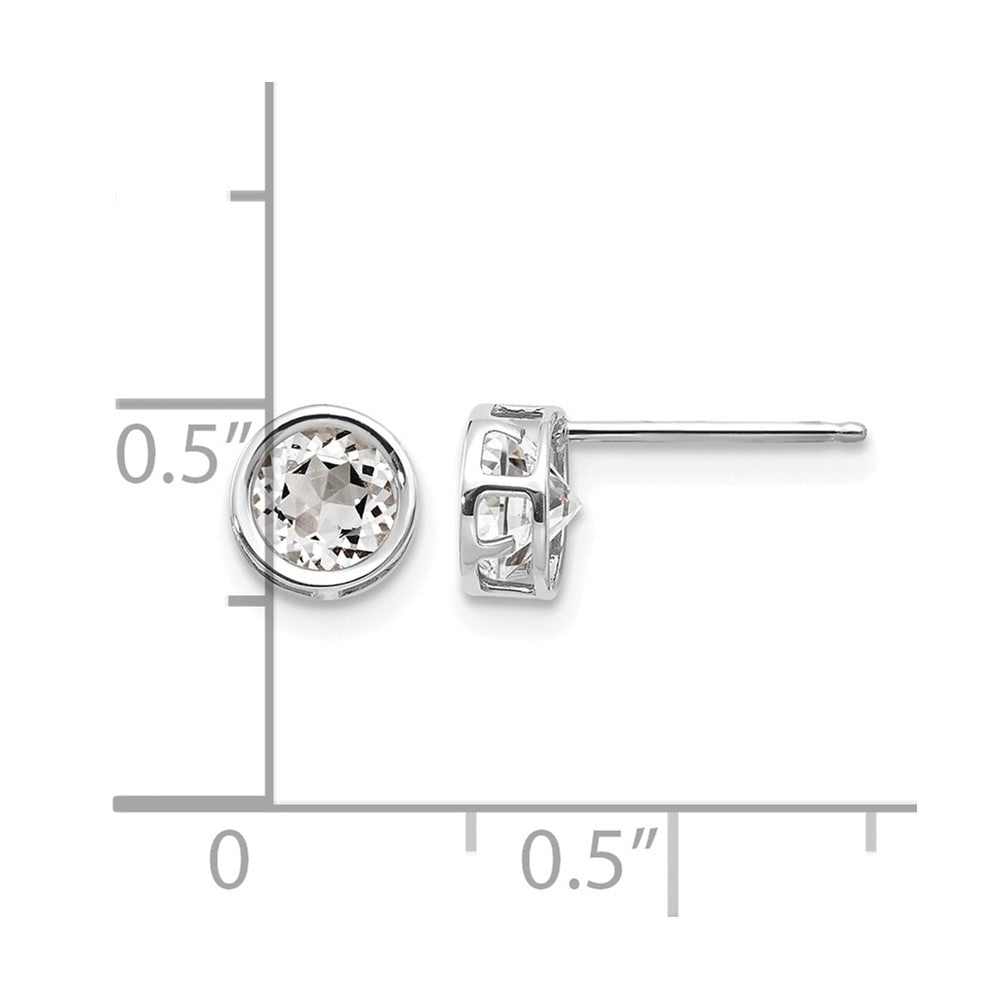 14k White Gold 5mm Bezel White Topaz Stud Earrings